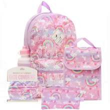 Wholesale Lightweight Rainbow Print 4in 1 Children School Backpack Set For Girls